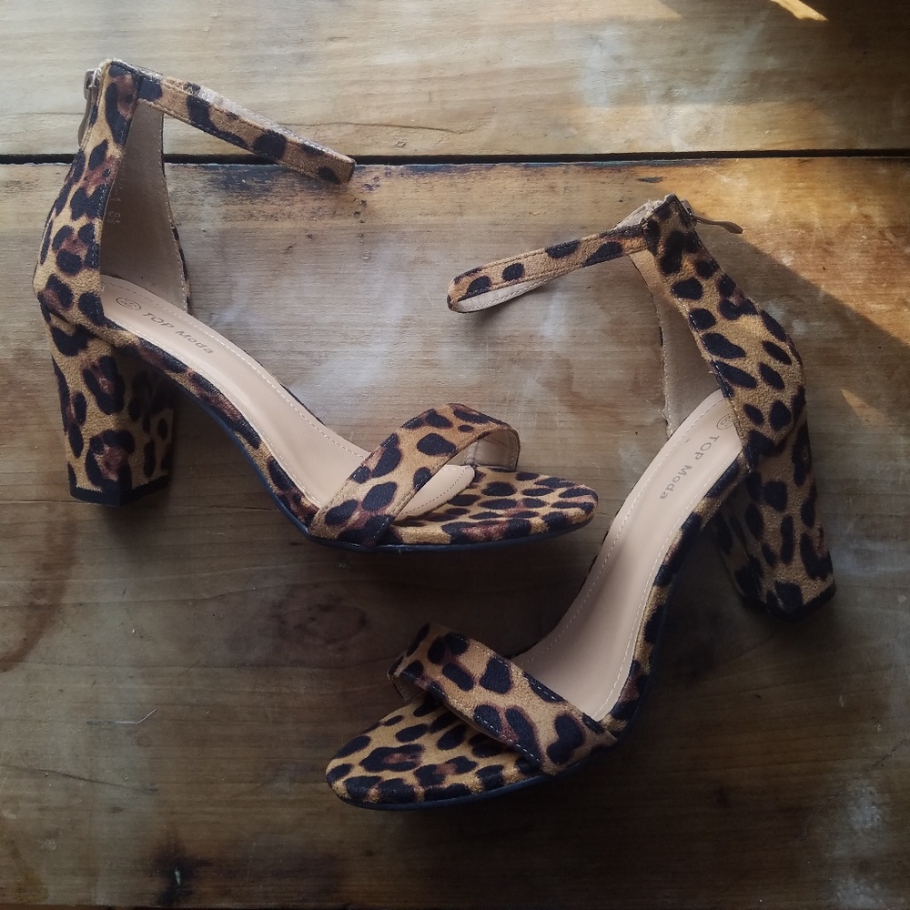 Leopard Cheetah Print Strappy Heels